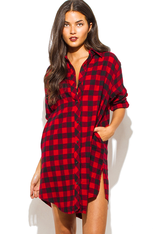 red black flannel dress