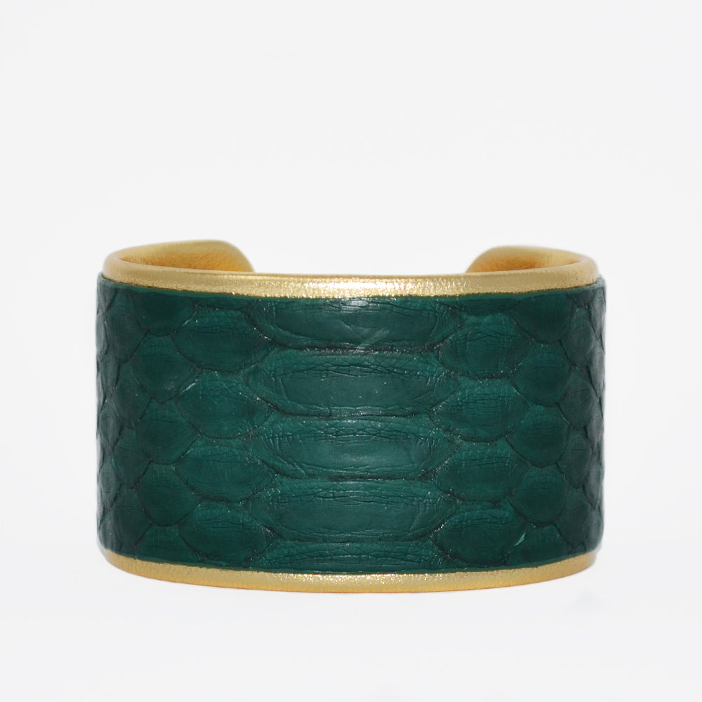 1.5" Deep Emerald Python with Gold Liner