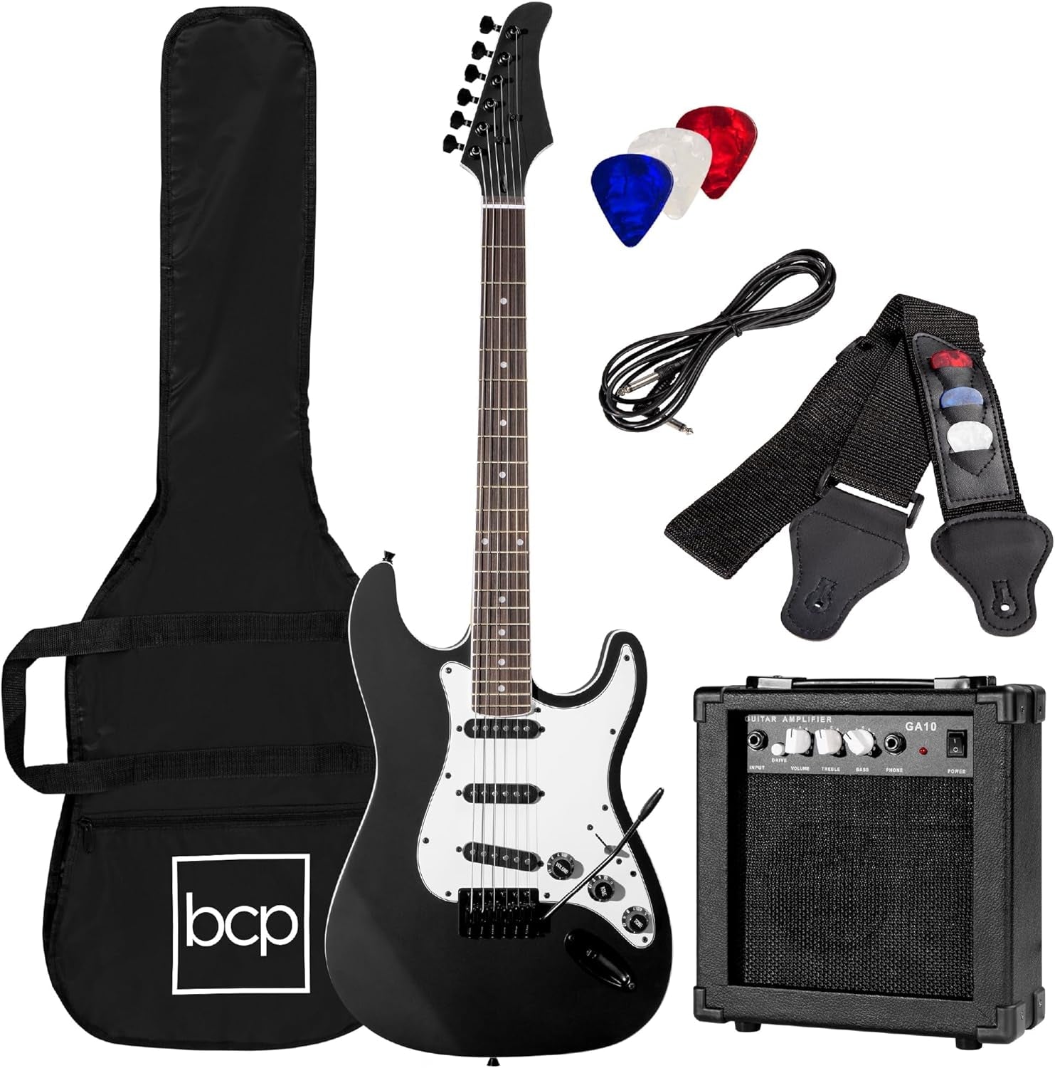39In Full Size Beginner Electric Guitar Starter Kit W/Case, Strap