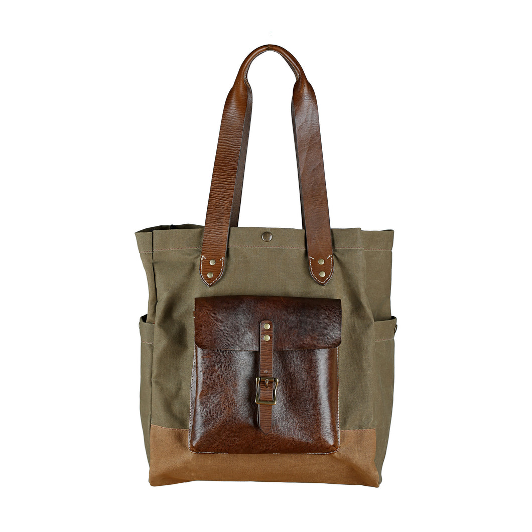 Canvas & Leather Tote - Olive – A Leather Studio