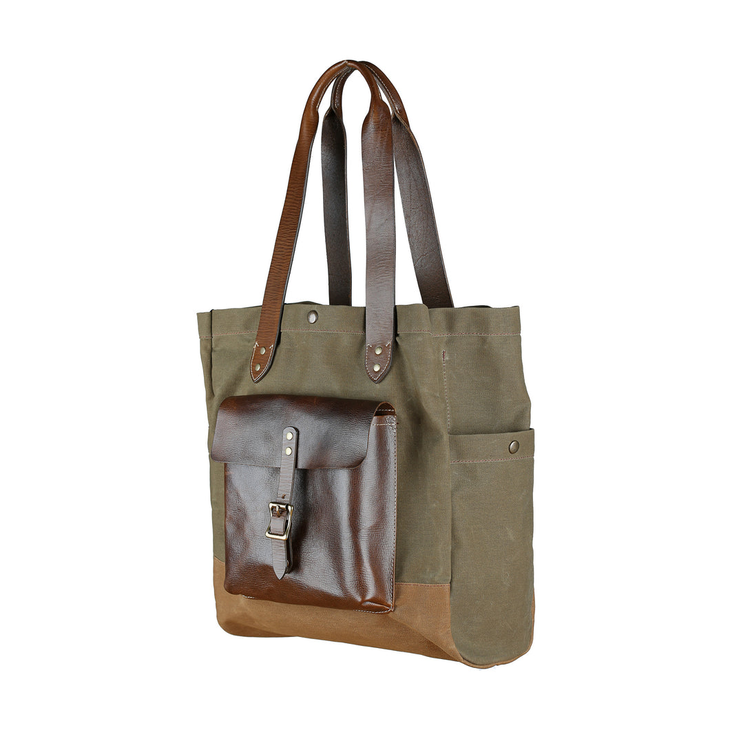 Canvas & Leather Tote - Olive – A Leather Studio