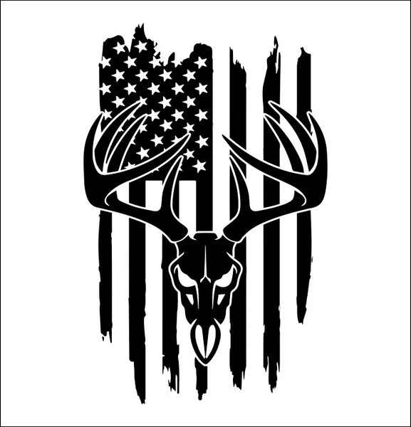 Deer Skull US Flag B hunting decal – North 49 Decals