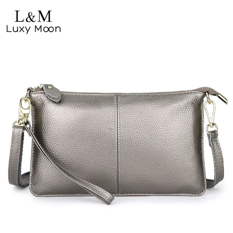 MHUHD Leather Crossbody Bag Women Silver Handbags Mini Flap Gold Day Clutch Luxury Beach Shoulder Messenger Bag Female Purse XA828H