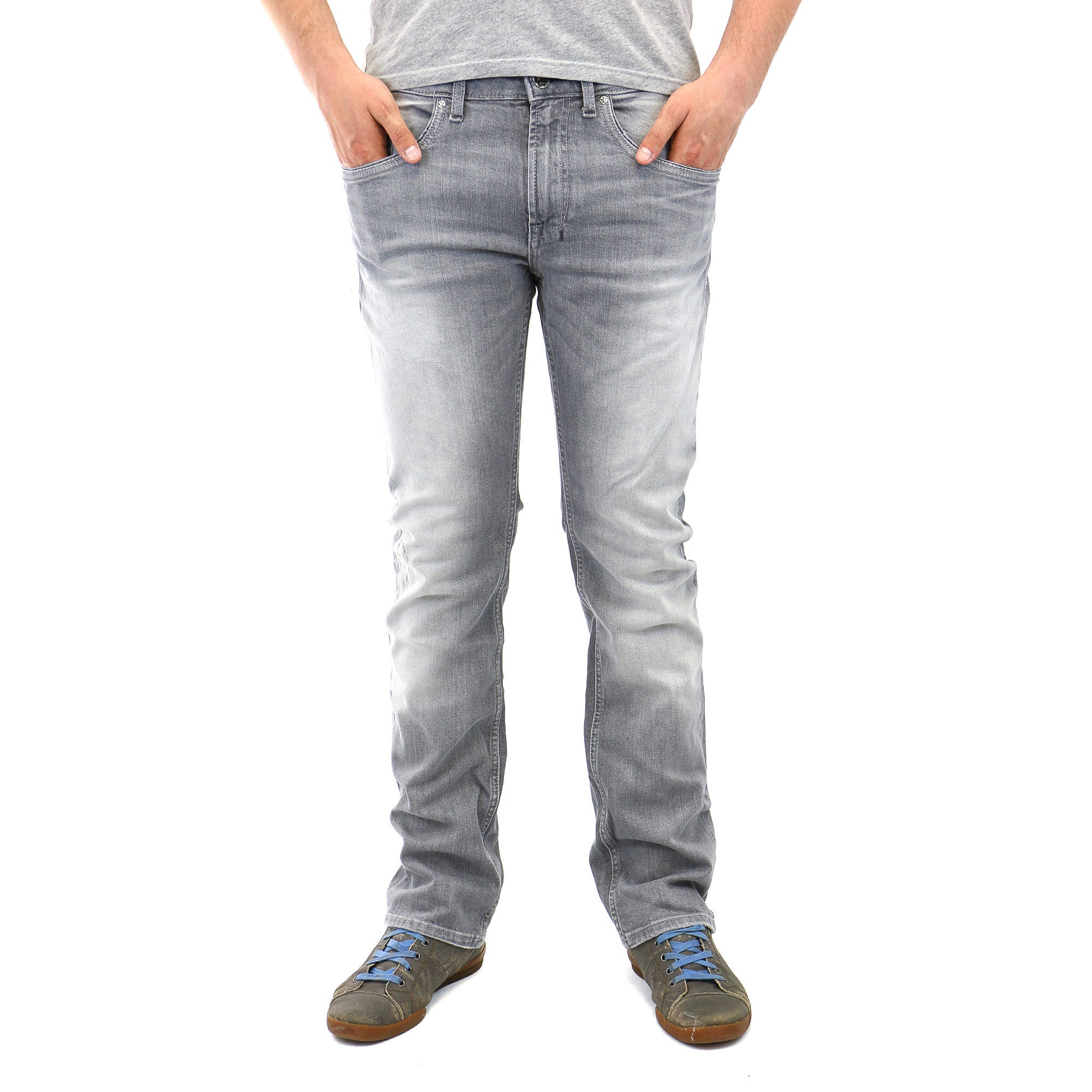 slim straight grey jeans