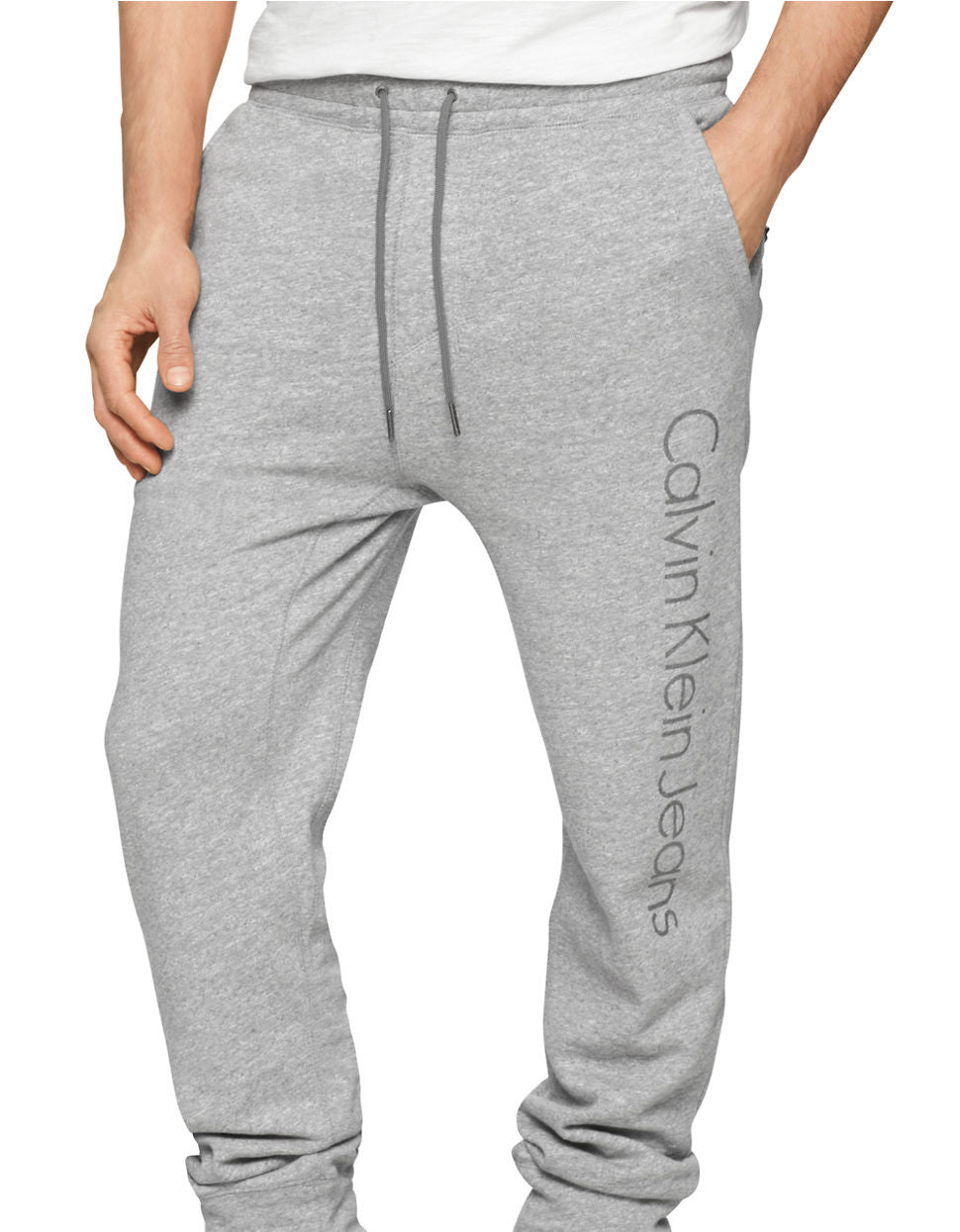Calvin Klein Modern Fit Knit Logo Pants - Grey Heather - Mens ...