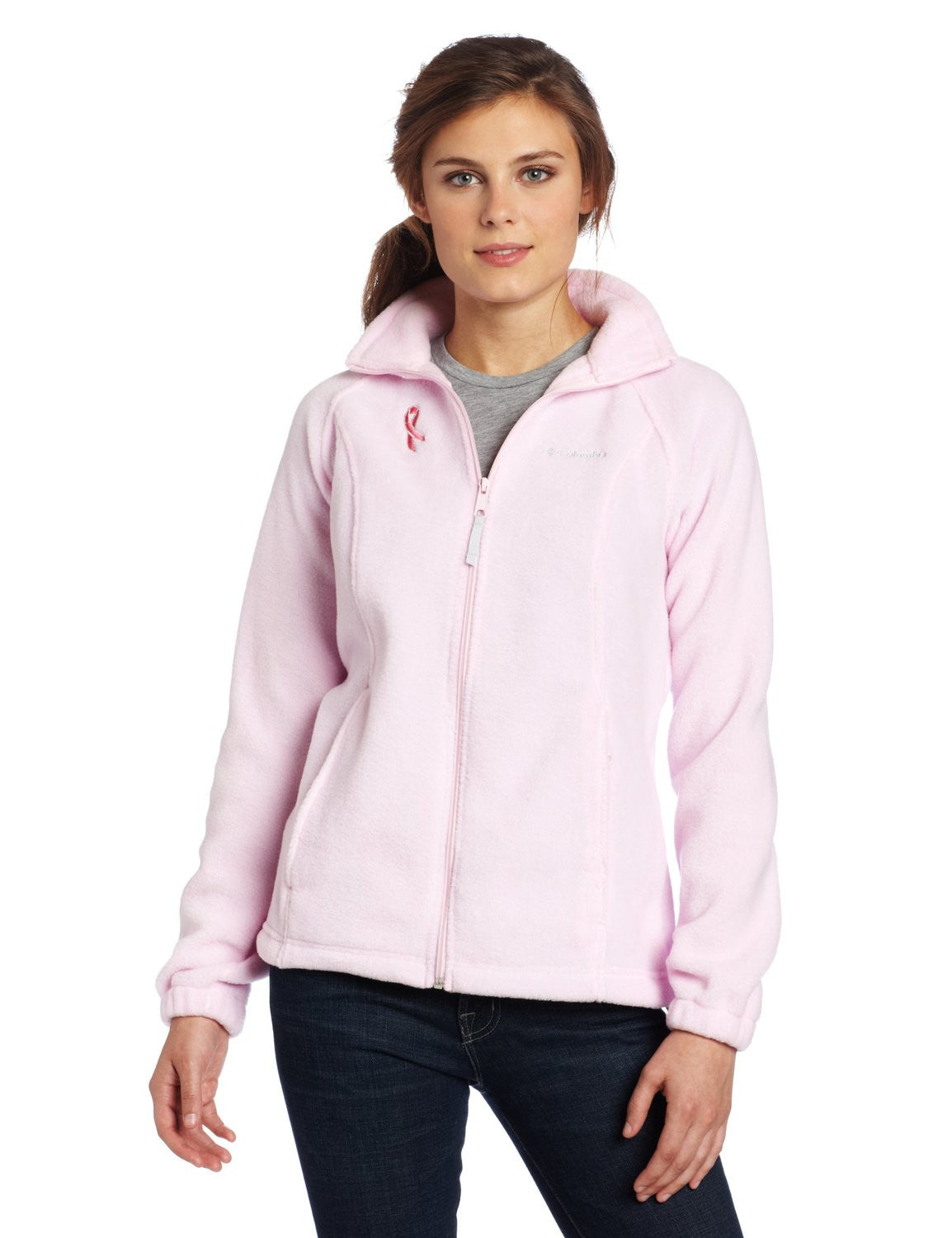 columbia pink fleece jacket breast cancer