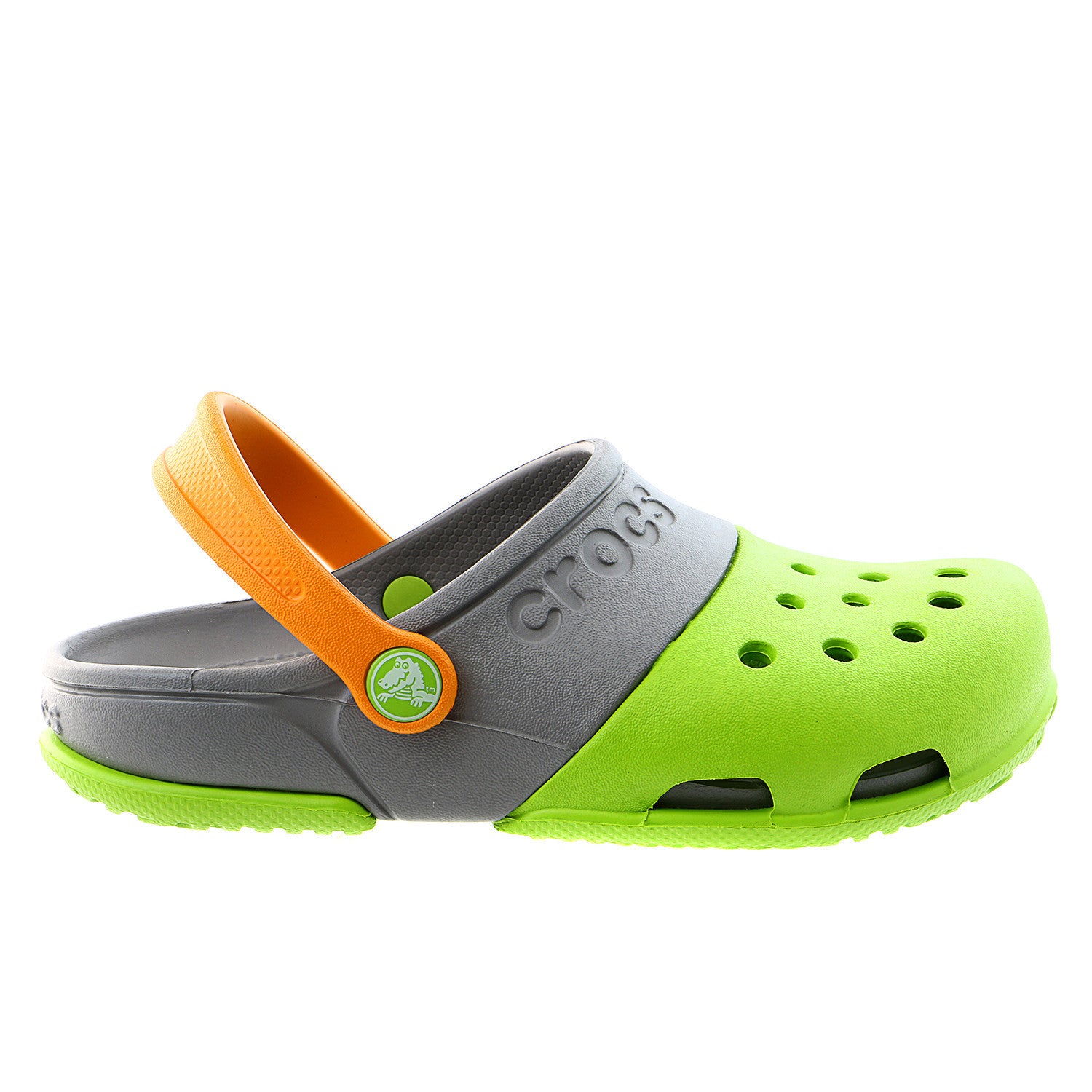 crocs green and grey