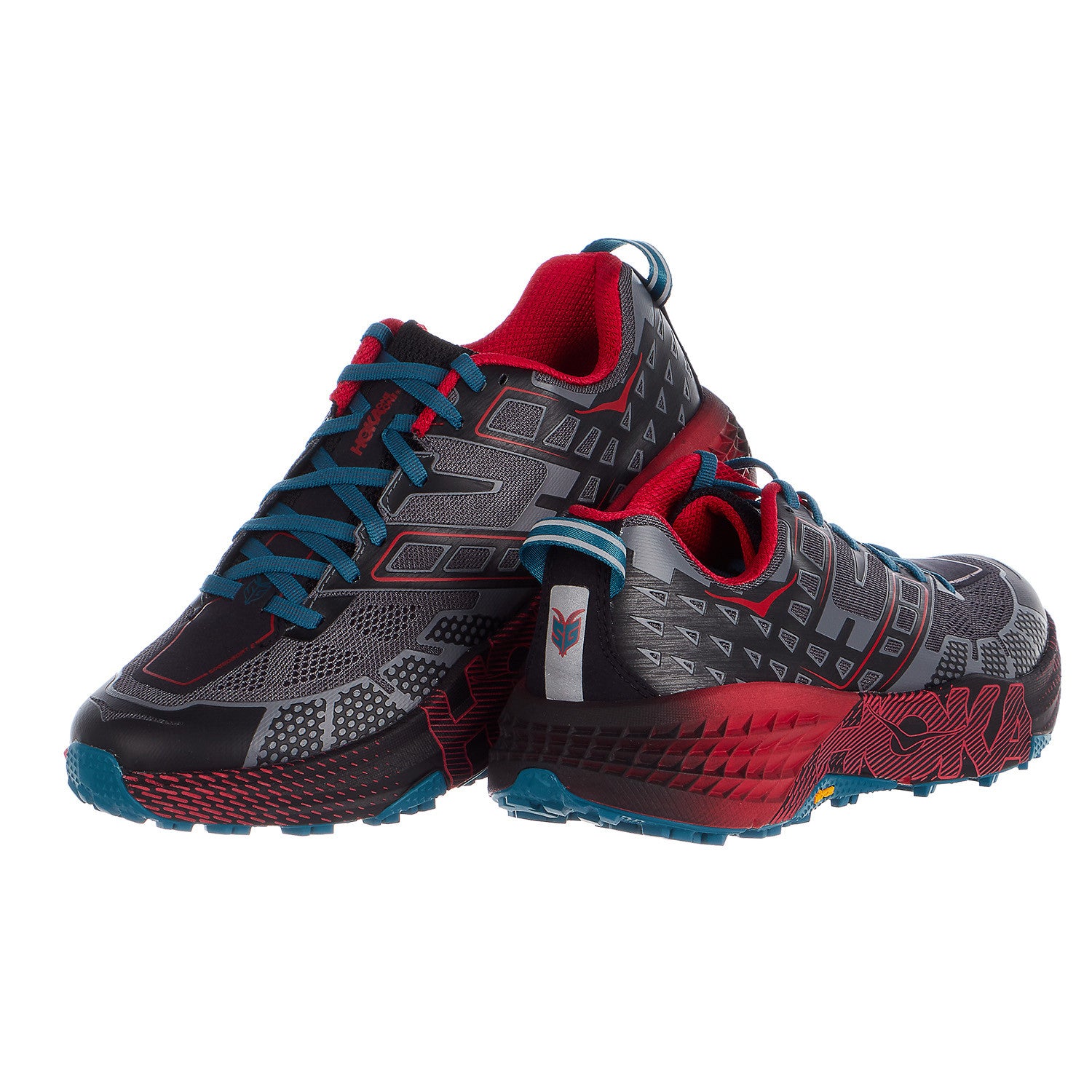Men's Hoka SPEEDGOAT Trail Running Shoes Black True Red Ultramarathon ...