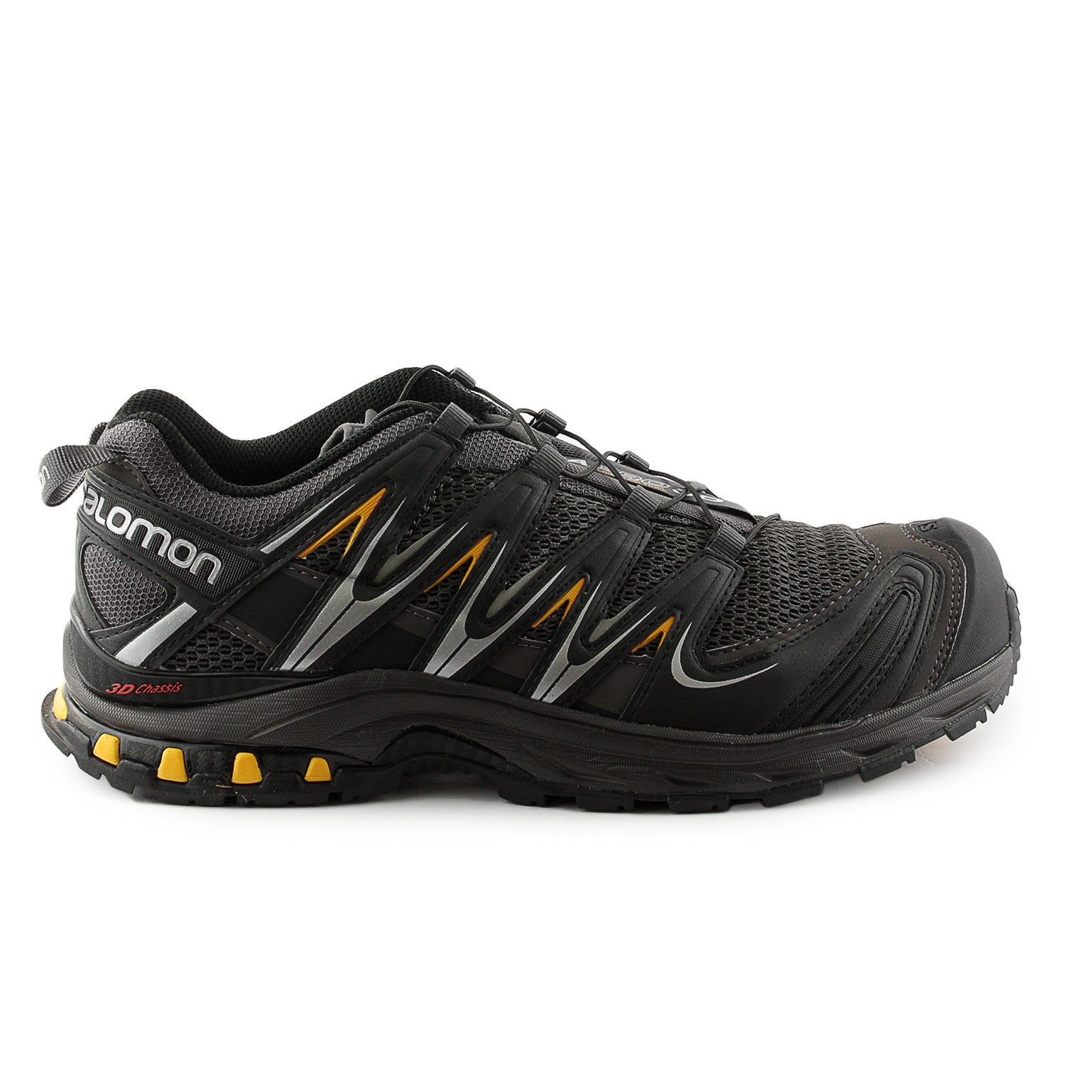 black and yellow running shoes