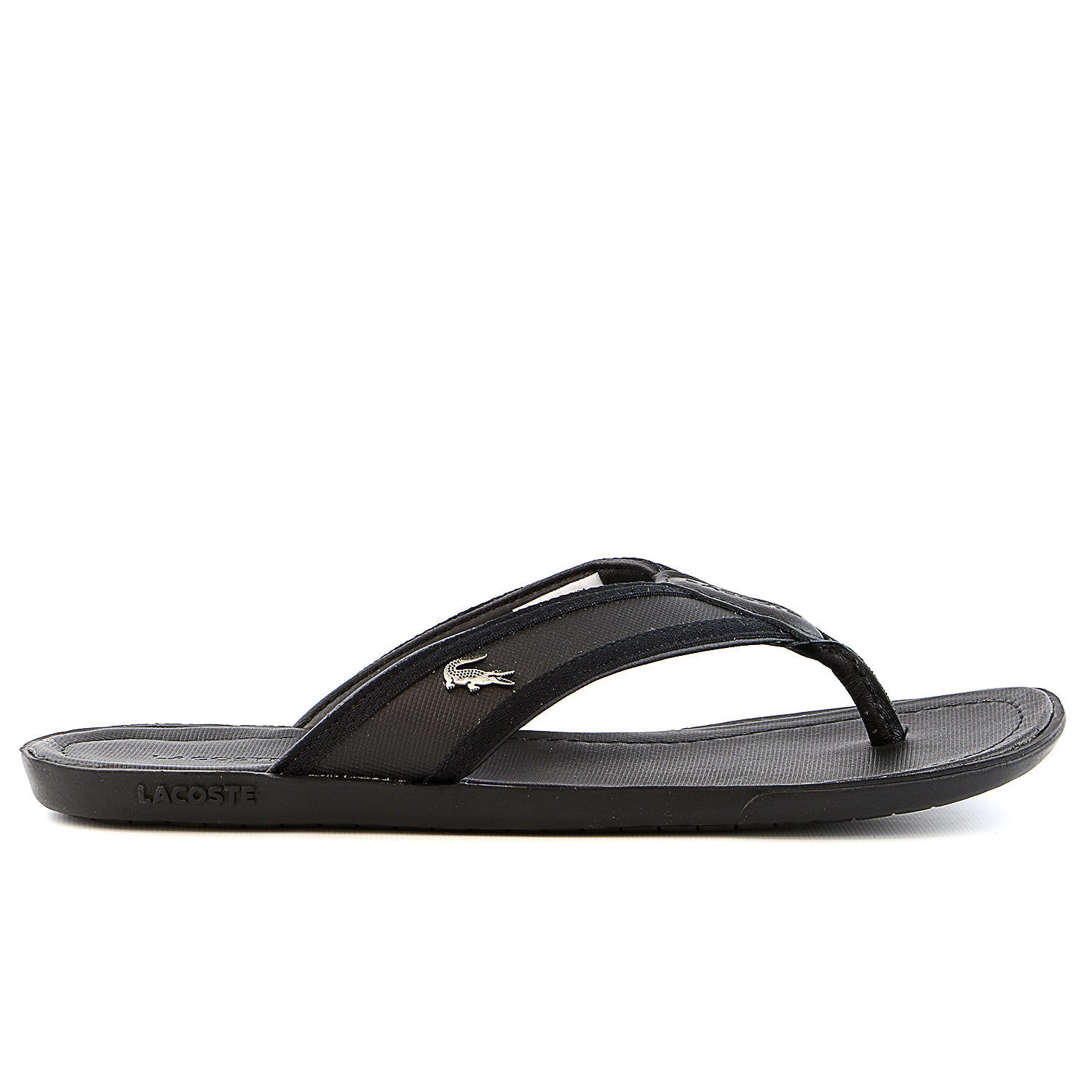 black lacoste flip flops