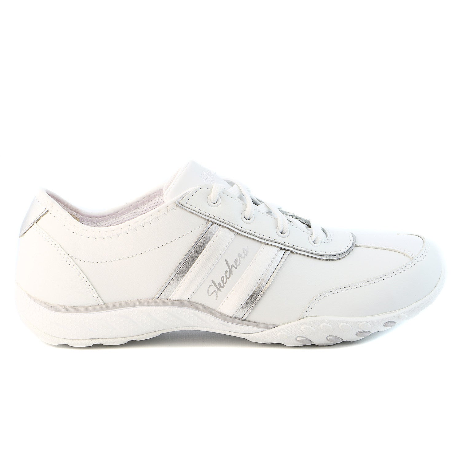 Skechers Breathe Easy - Little Gem Fashion Sneaker Shoe - White/Silver -  Shoplifestyle