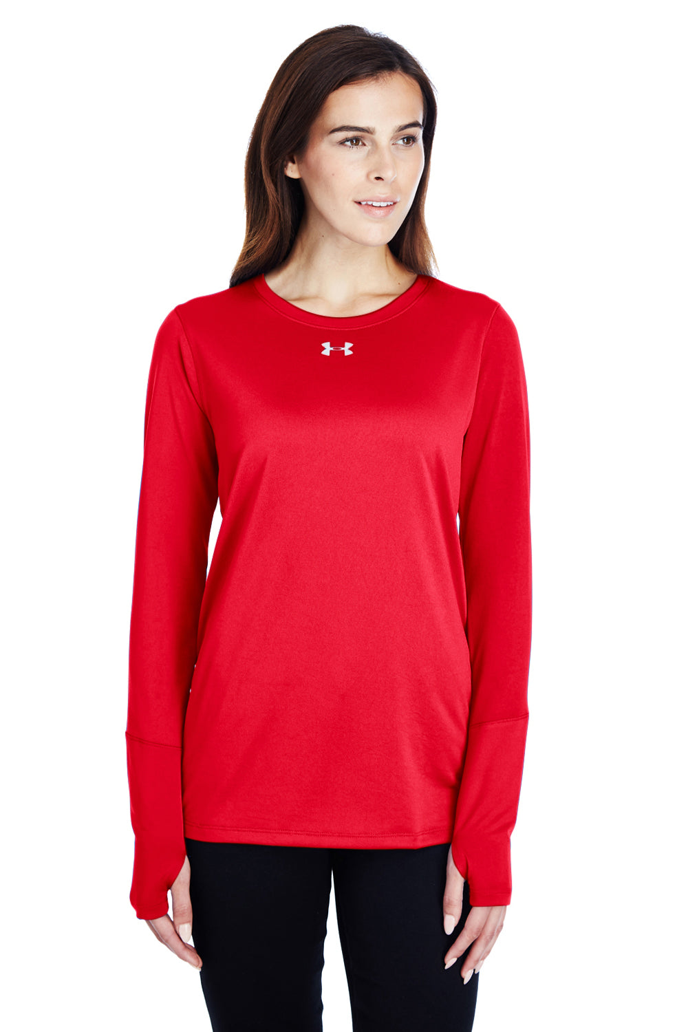 Under Armour 1305681 Womens Red Locker 2.0 Moisture Wicking Long Sleeve  Crewneck T-Shirt — BigTopShirtShop.com