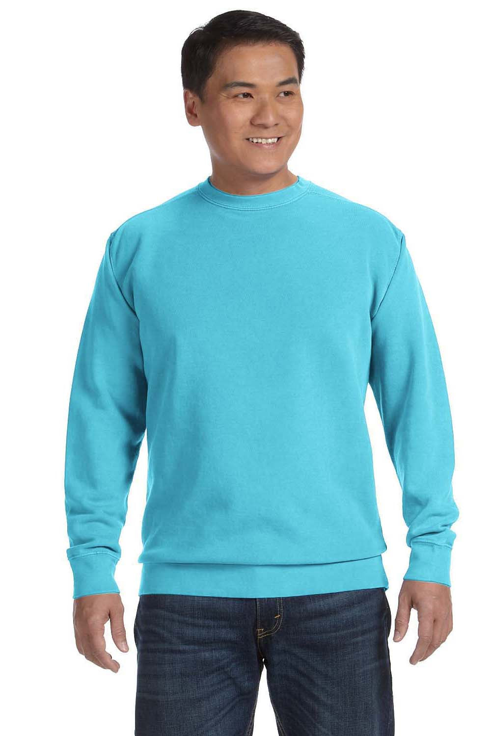 Comfort Colors 1566 Mens Lagoon Blue Crewneck Sweatshirt