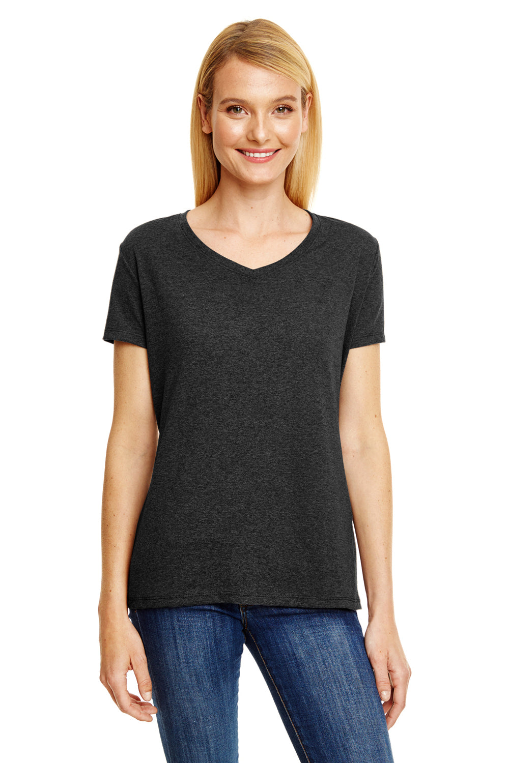 Hanes 42VT Womens Solid Black X-Temp FreshIQ Moisture Wicking Short Sleeve  V-Neck T-Shirt — BigTopShirtShop.com