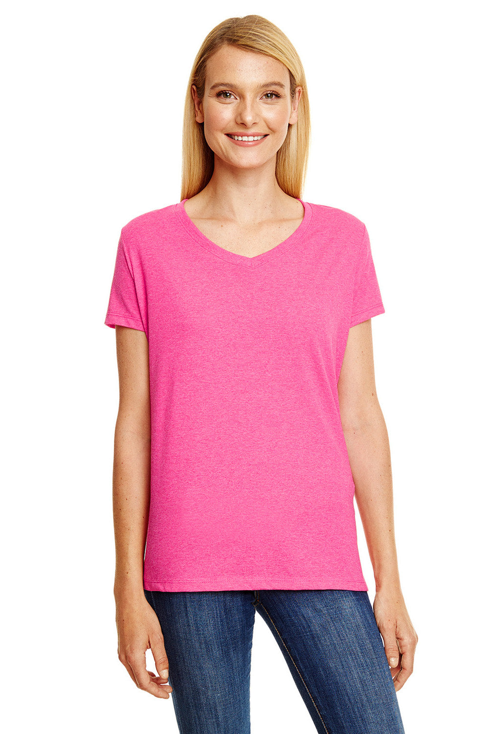 Hanes 42VT Womens Jazzberry Pink X-Temp FreshIQ Moisture Wicking Short  Sleeve V-Neck T-Shirt — BigTopShirtShop.com
