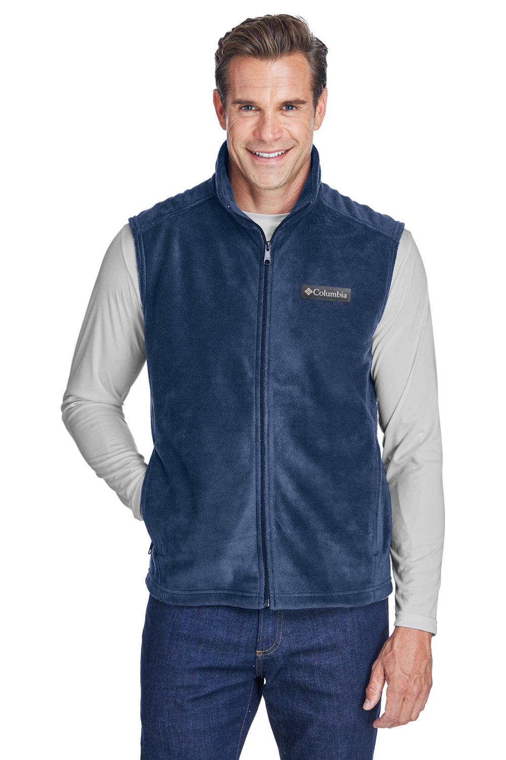 navy blue columbia fleece jacket