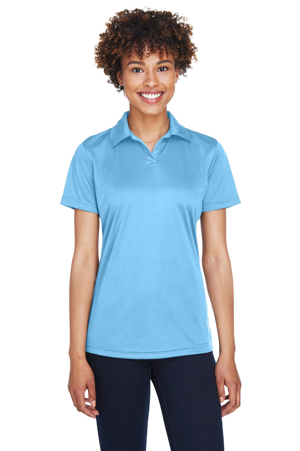 UltraClub 8425L Womens Columbia Blue Cool & Dry Performance Moisture  Wicking Short Sleeve Polo Shirt — BigTopShirtShop.com