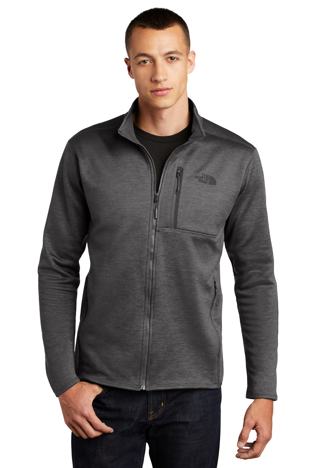 The North Face NF0A7V64 Mens Heather Dark Grey Skyline Full Zip Fleece ...