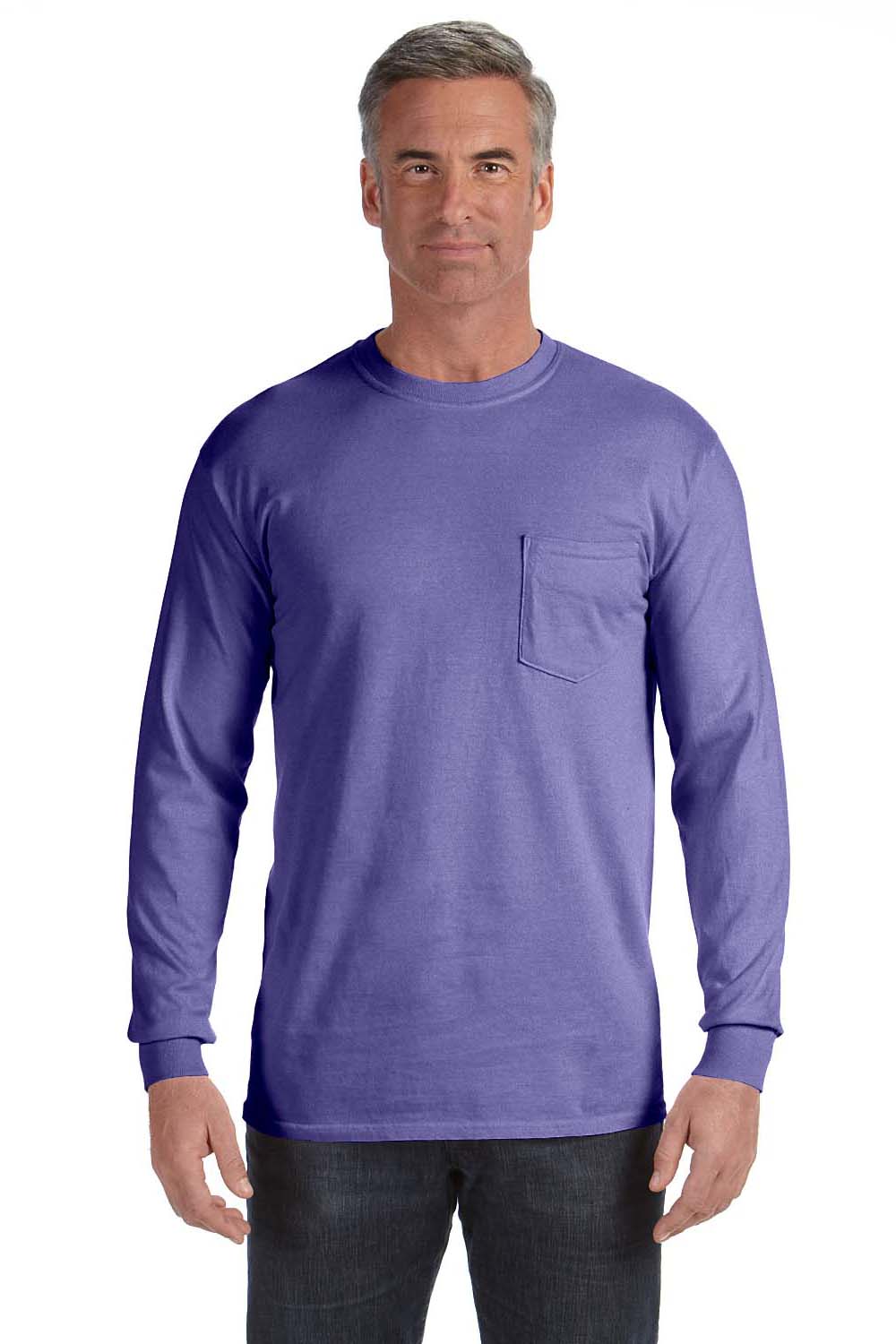 Download Comfort Colors Mens Long Sleeve Crewneck T-Shirt w/ Pocket ...