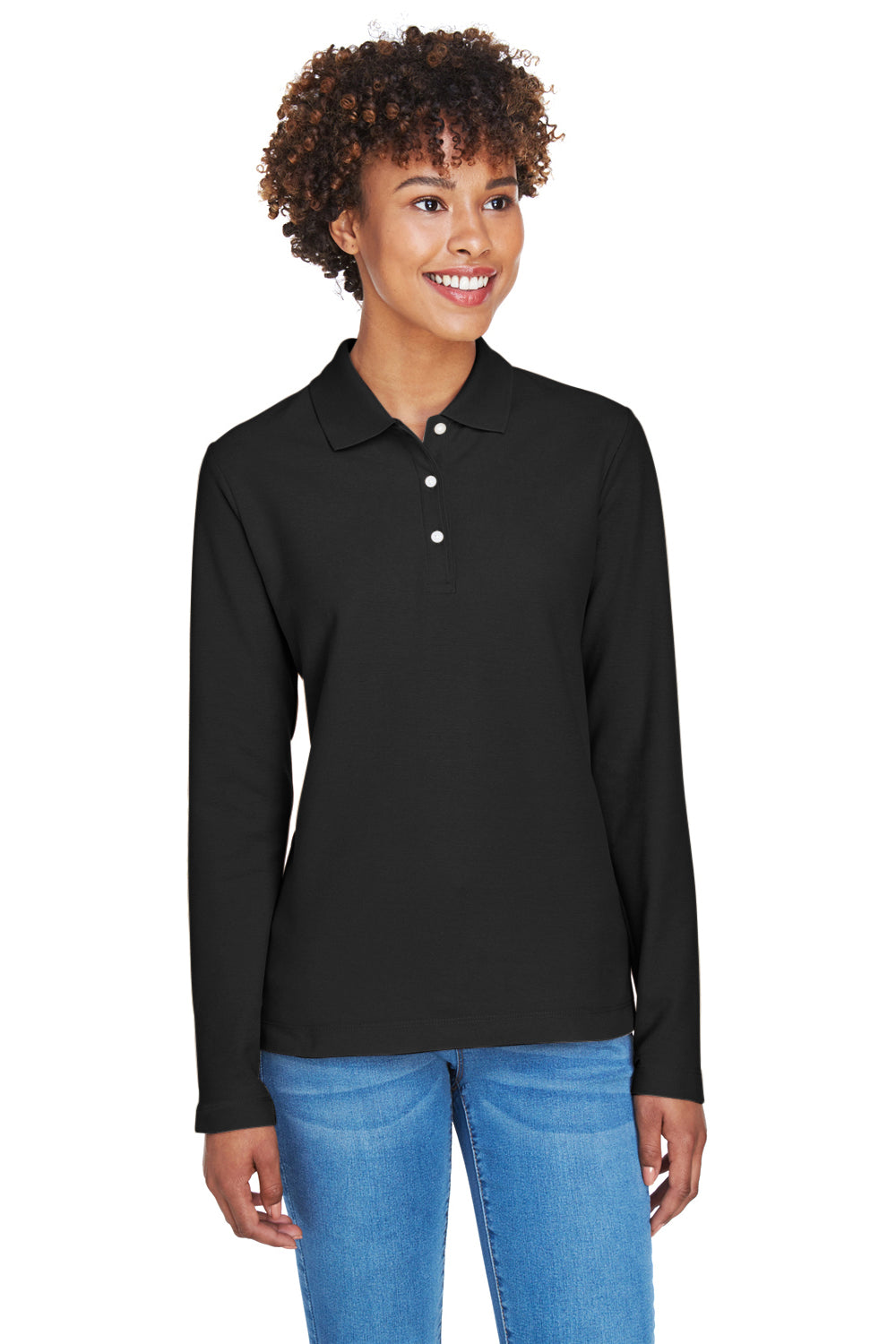 black long sleeve polo shirt womens