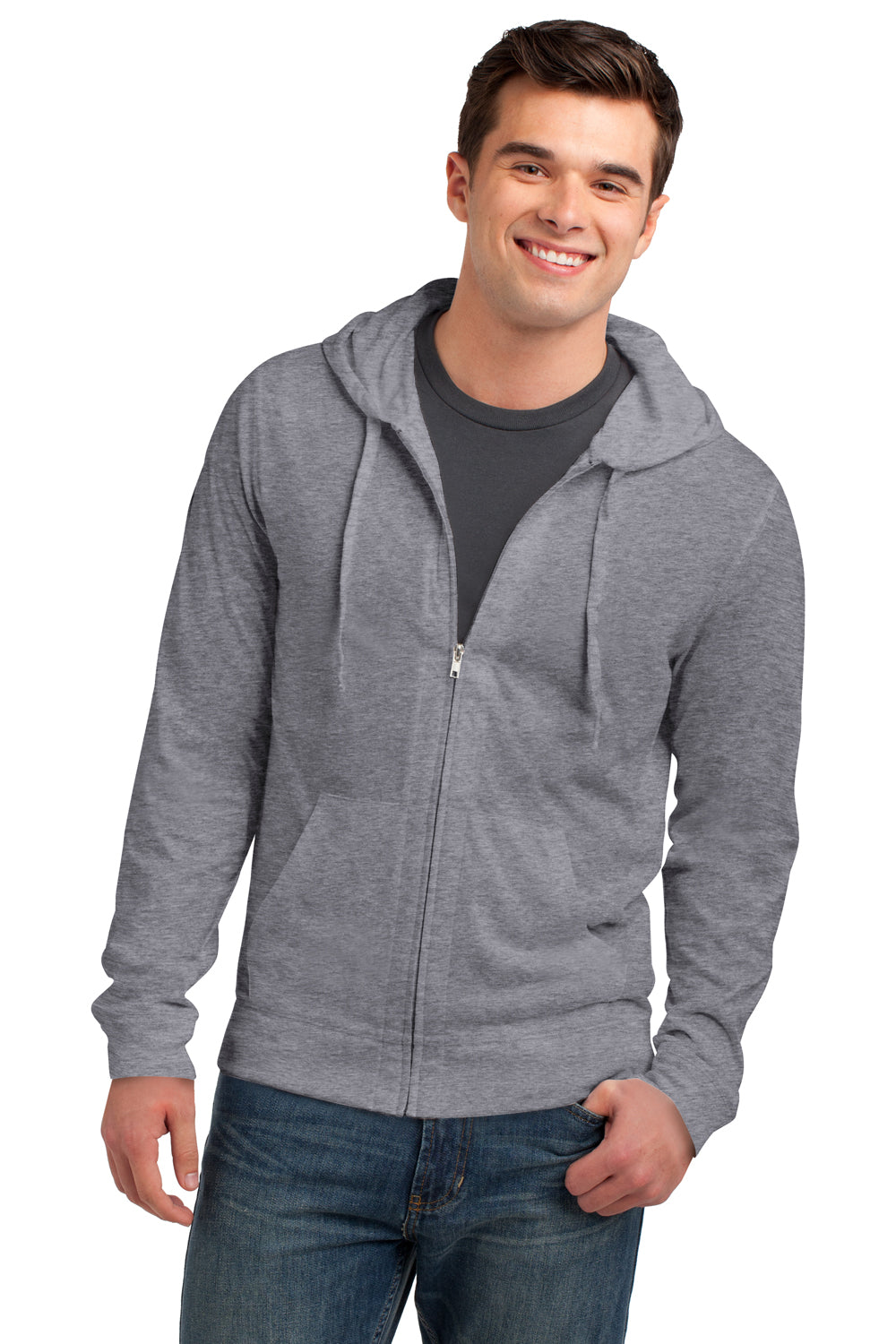 Download District Mens Full Zip Hooded Sweatshirt Hoodie DT1100 ...