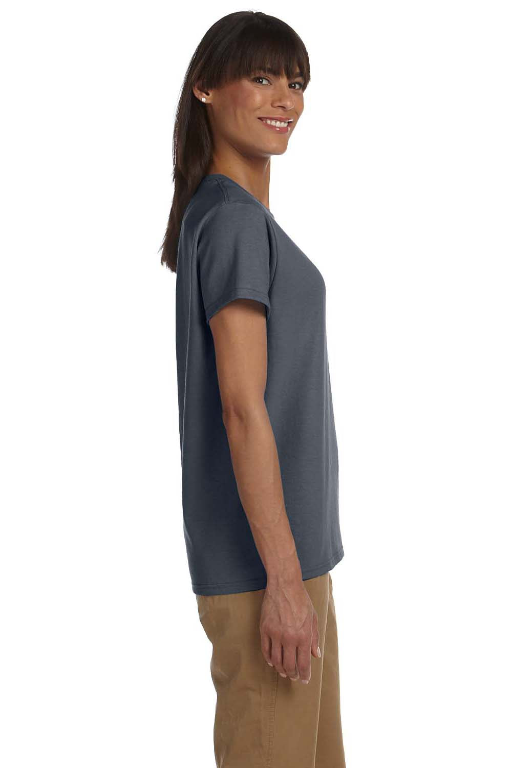 Gildan G200L Womens Ultra Short Sleeve Crewneck T-Shirt Heather Dark Grey Side