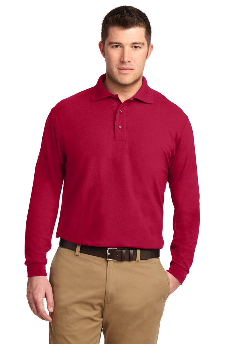 red polo button up long sleeve