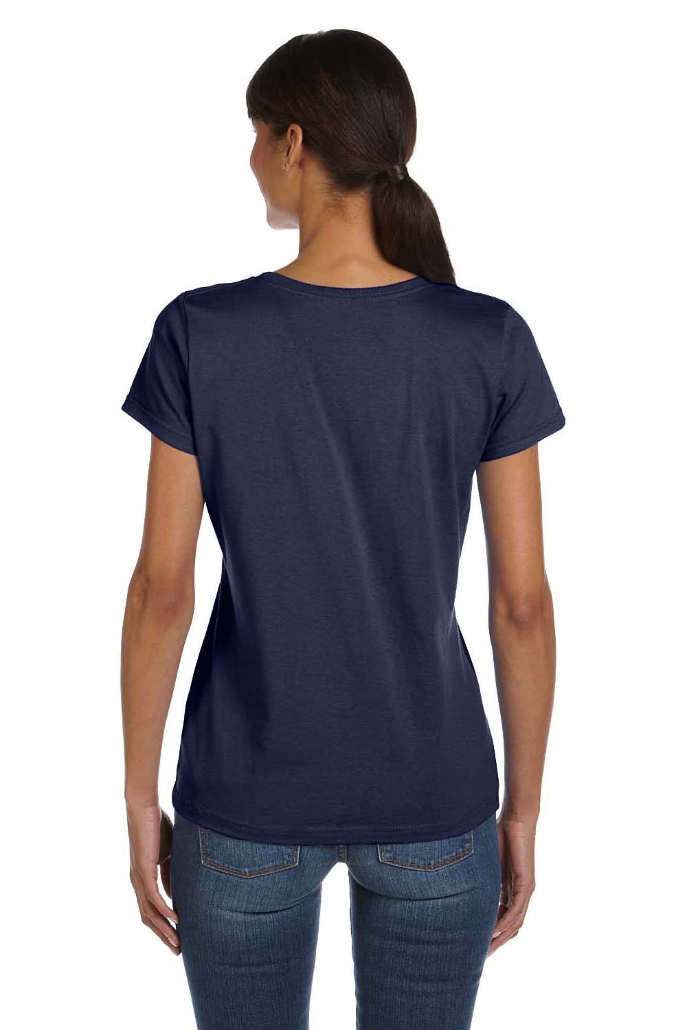 Fruit Of The Loom L3930R Womens HD Jersey Short Sleeve Crewneck T-Shirt Navy Blue Back