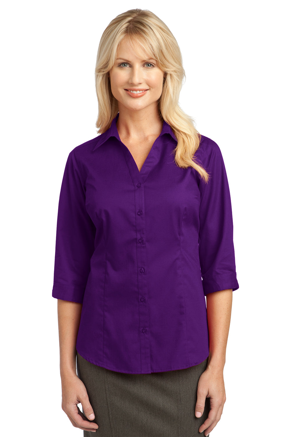 Authority L6290 Womens Wrinkle Resistant 3/4 Sleeve Button Shirt — BigTopShirtShop.com