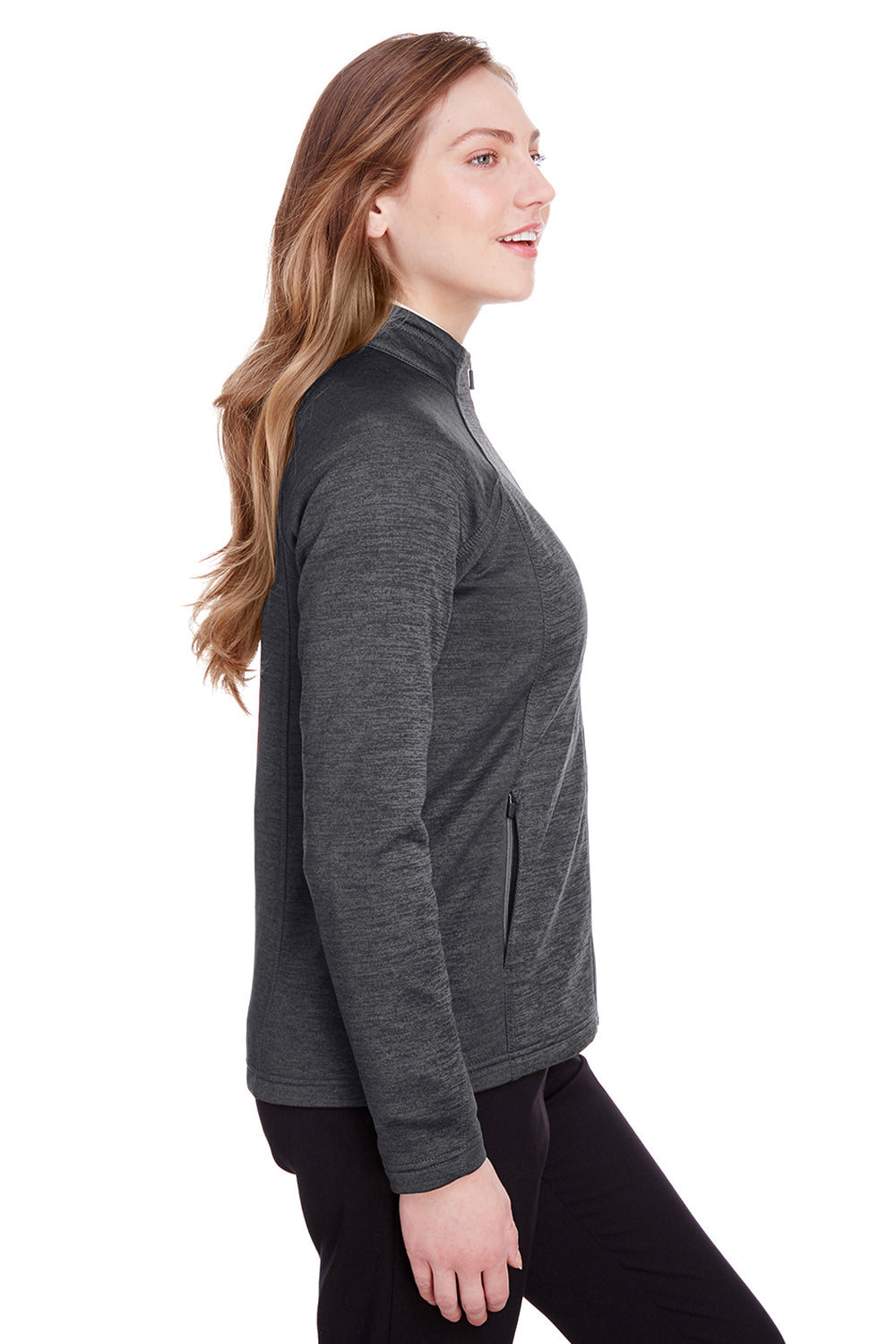 North End NE712W Womens Flux 2.0 Fleece Water Resistant Full Zip Jacket Black/Carbon Grey Side