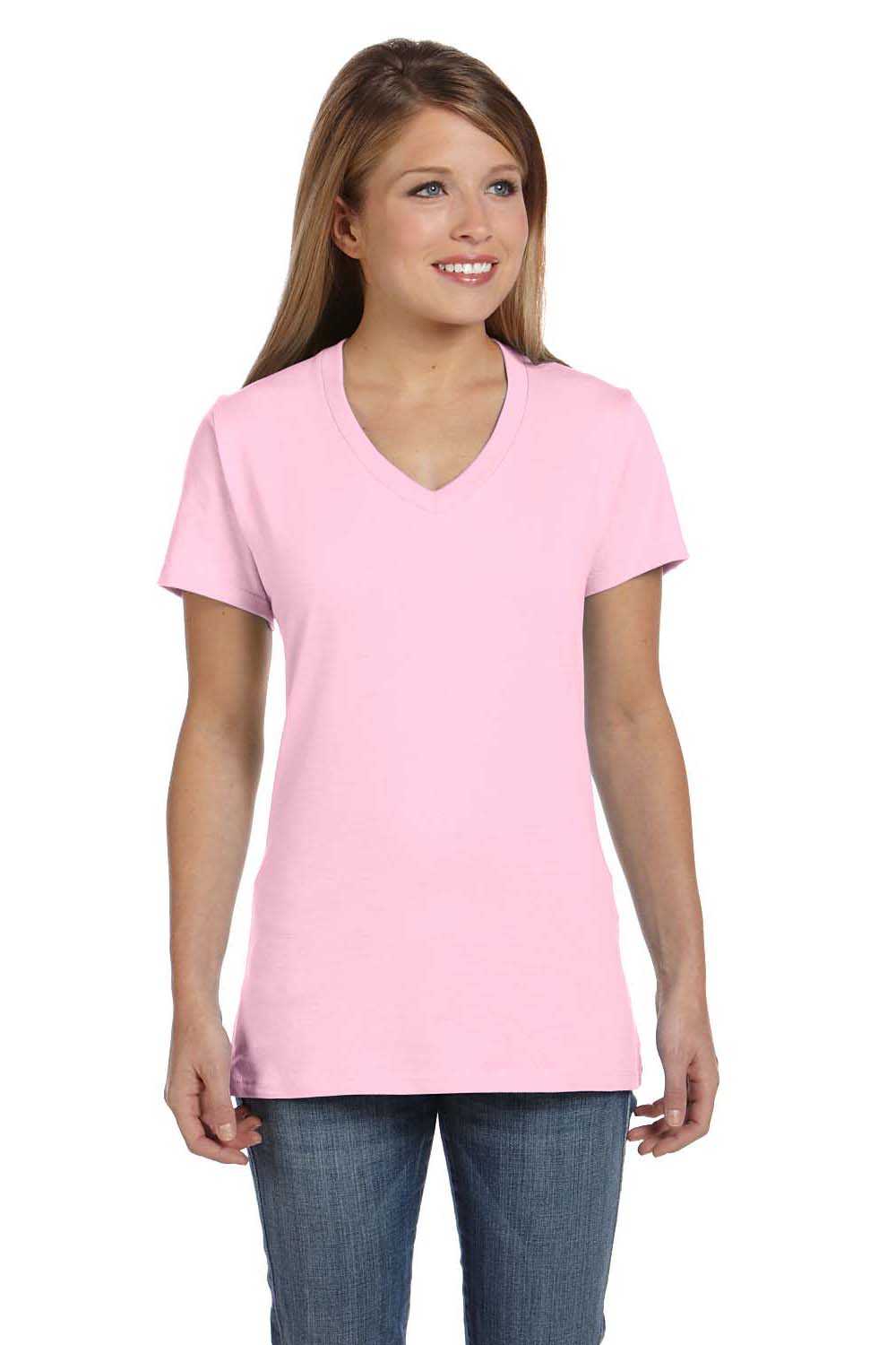 pink t shirt hanes