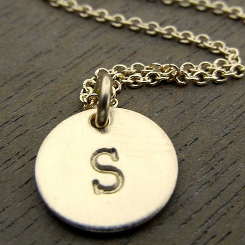Gold Plated One Initial Monogram Disc Necklace – MALALA JEWELRY