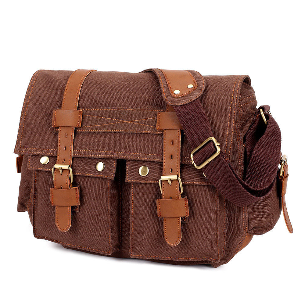 canvas and leather satchel bags