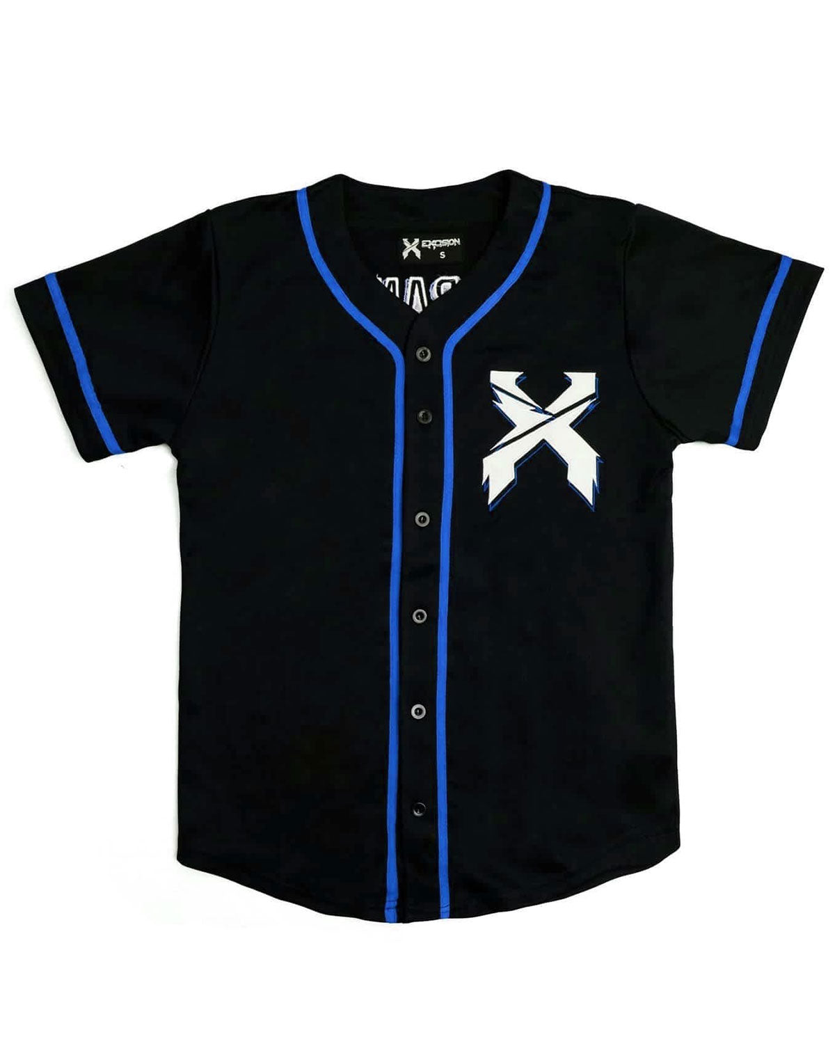 blue and black baseball jersey