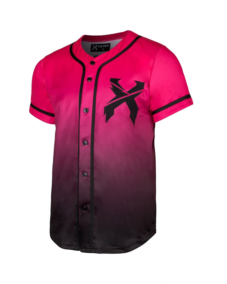 Headbanger Women's Crop Top Baseball Jersey (Black/Purple)