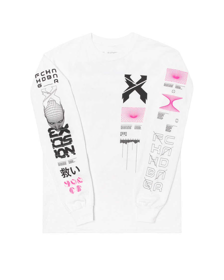 Subsidia 'Barcode Skyline' Long Sleeve Tee (White) - Excision