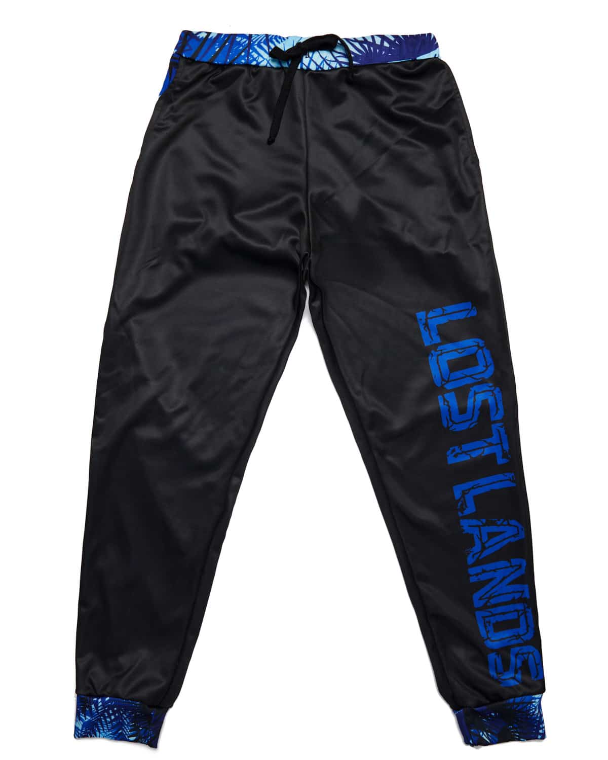 black and blue joggers