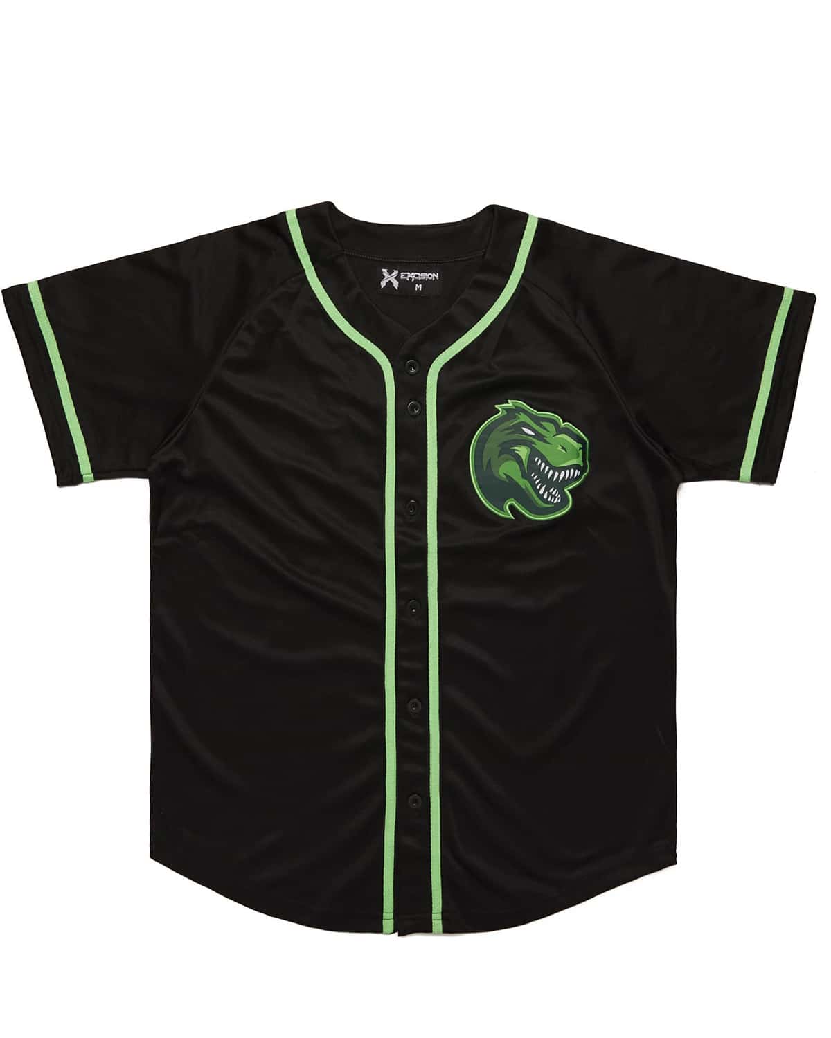 black and green baseball jersey