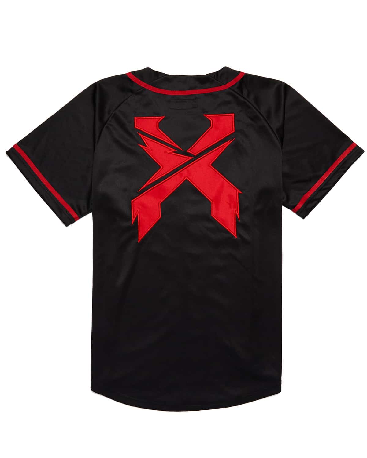 black and red baseball shirt