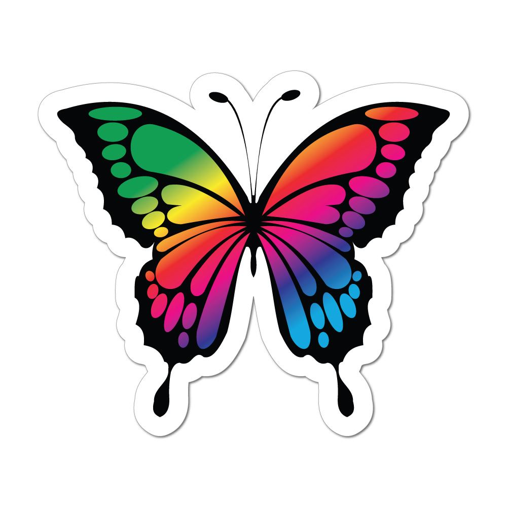 butterfly rainbow cute pretty colourful laptop car sticker decal