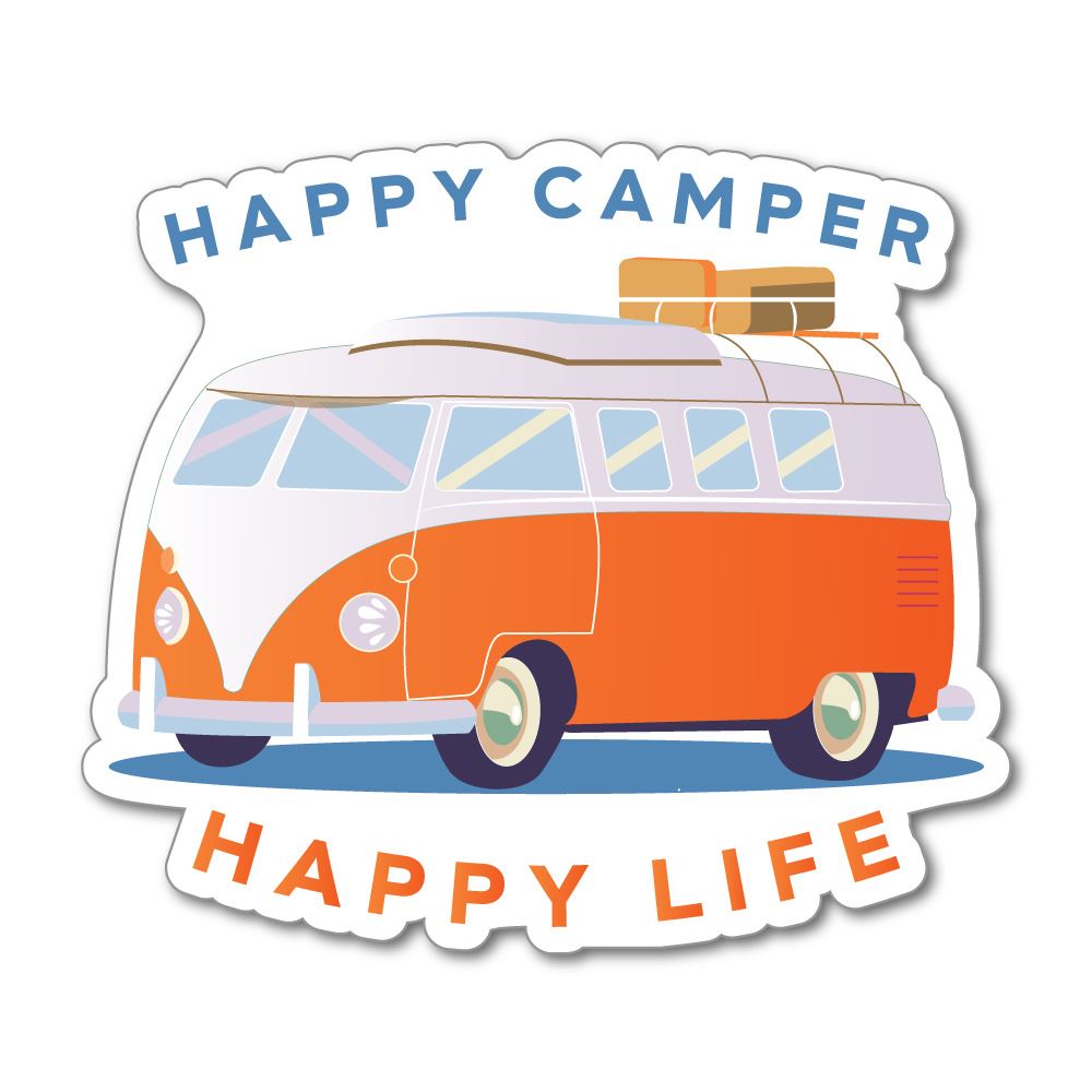 Happy Camper Happy Life Sticker Decal  Camping Stickers - Little Sticker  Boy