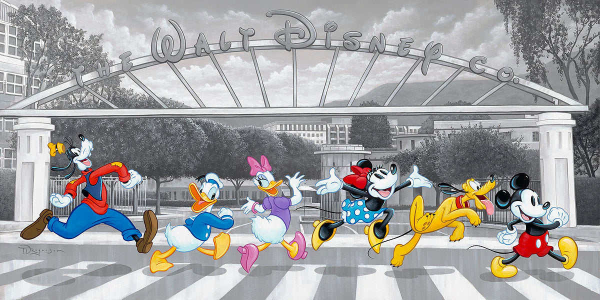 Mickey Mouse Walt Disney Fine Art Tim Rogerson Signed Limited Edition of 95 Print on Canvas "Studio Crossing"