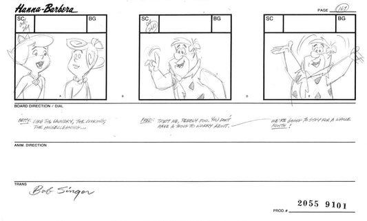 The Flintstones Signed Hanna Barbera 1993 Production Animation Art Cel –  Charles Scott Gallery
