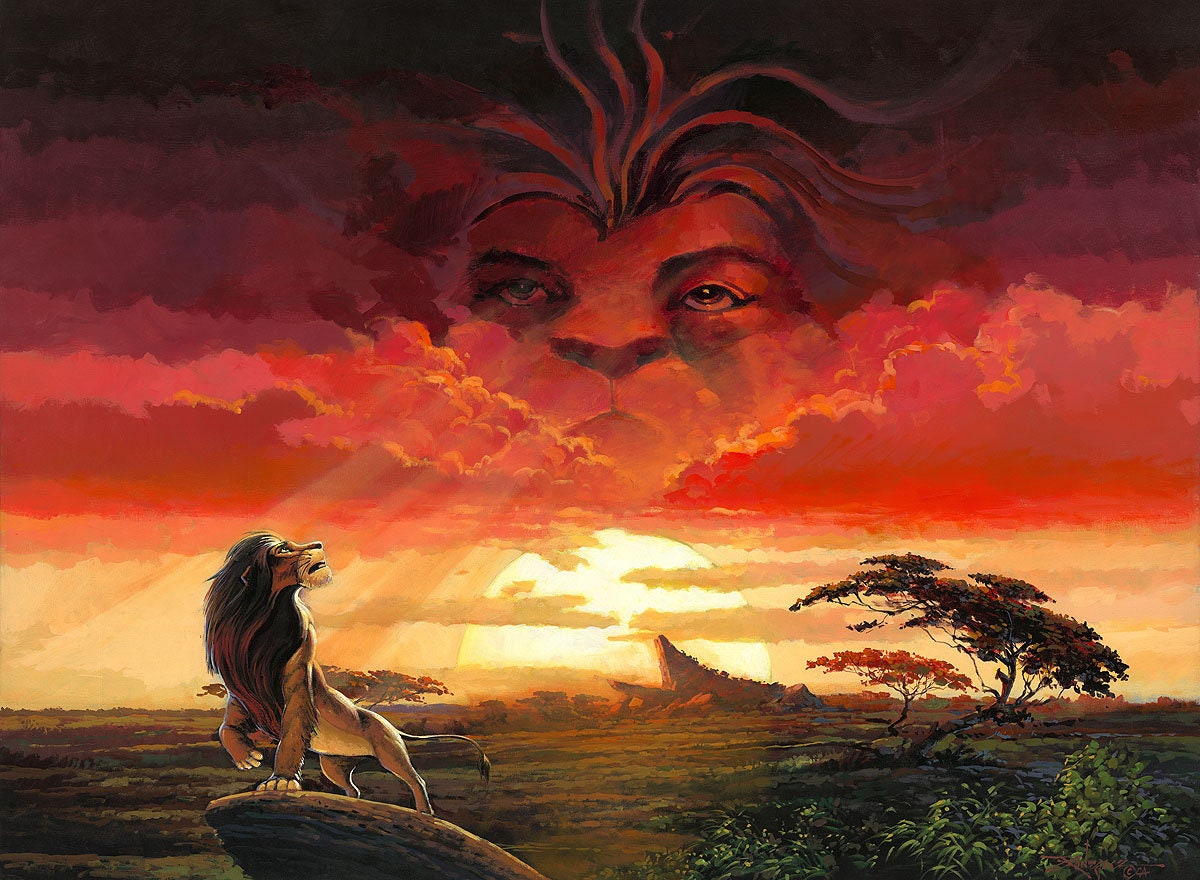 Lion King Walt Disney Fine Art Rodel Gonzalez Signed Limited Edition of 195  on Canvas 