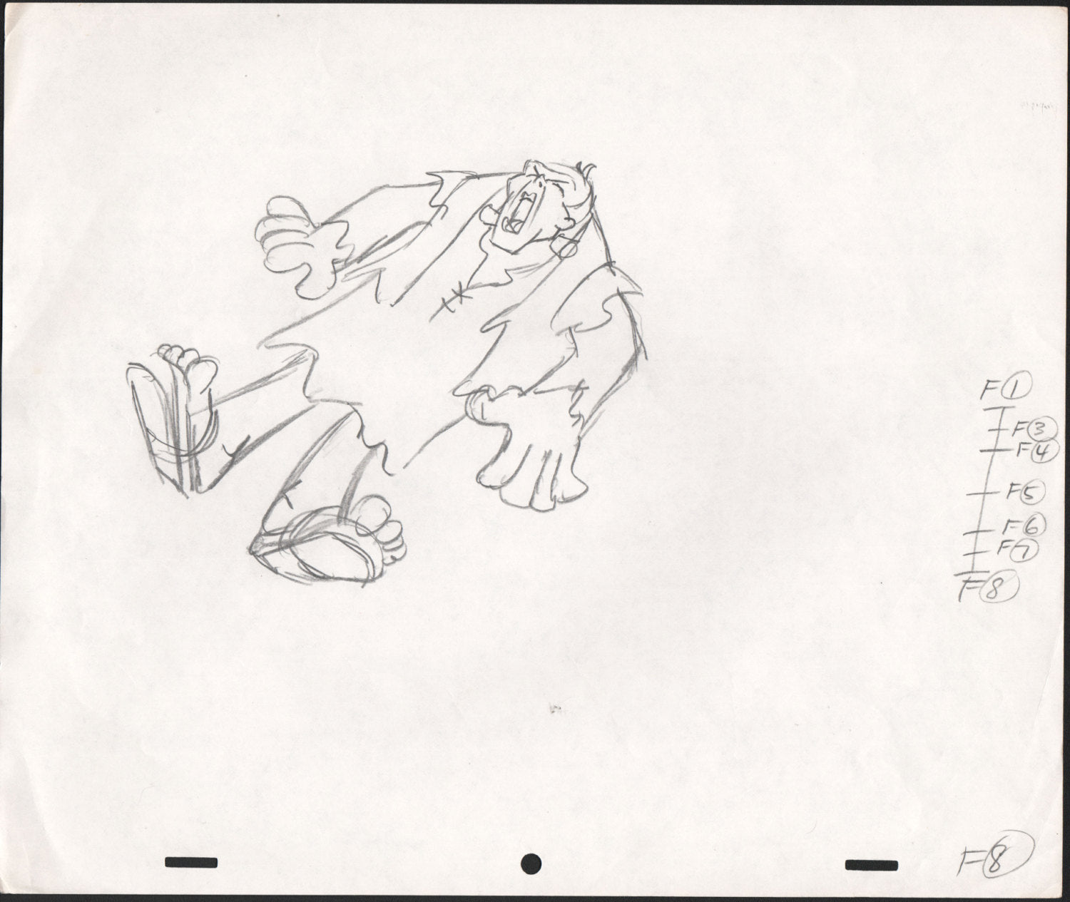 1979 FRANKENSTONE Original Production KEY Drawing from The Flintstones ...