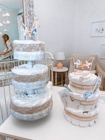 This Baby Necessities Diaper Cake has all the baby necessities!