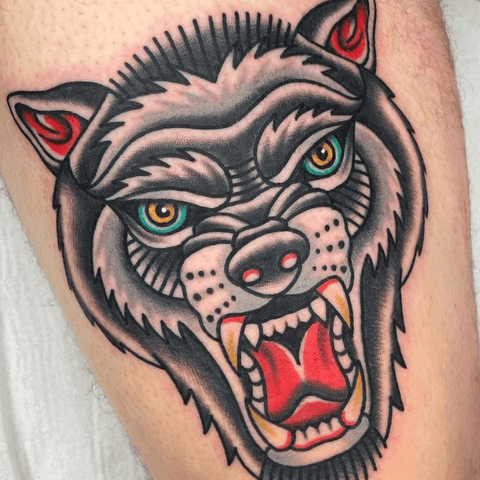 Wolf head tattoo (@thomashearntattoos)