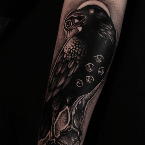 Black crow tattoo for Friday 13th tattoo