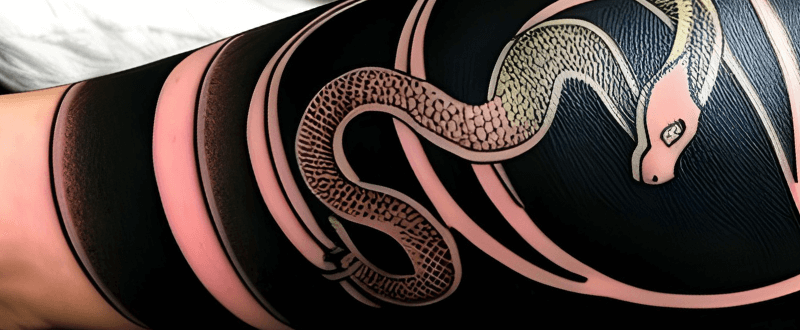 Big and bold black snake tattoo