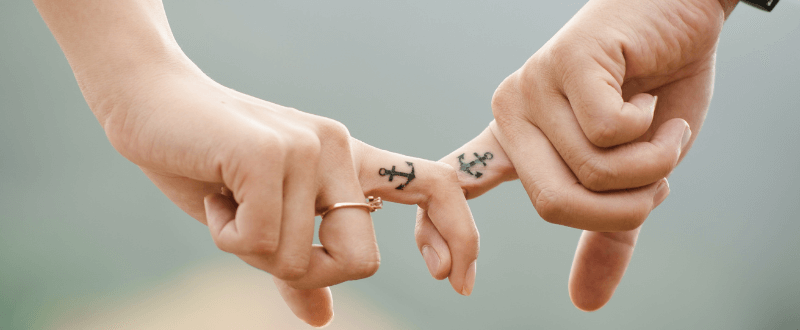 Couple with matching tattoos for Valentine's Day